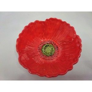 EUC RARE Fleur Rouge by Nanette Vacher Red Peony Bowl 5 1/4"